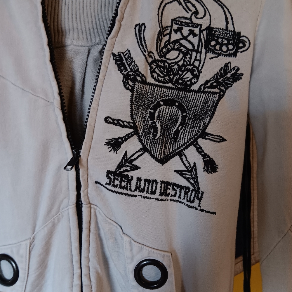 SALVAGE VINTAGE SEEK & DESTROY HOODIE EUC. M - Picture 2 of 9